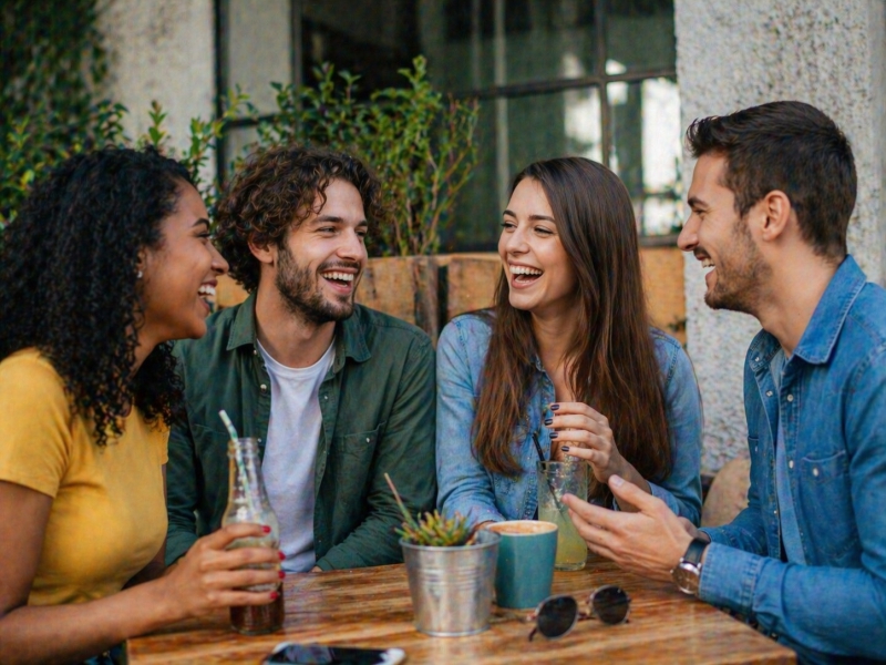Grupo de pessoas conversando e compartilhando um momento de convivência